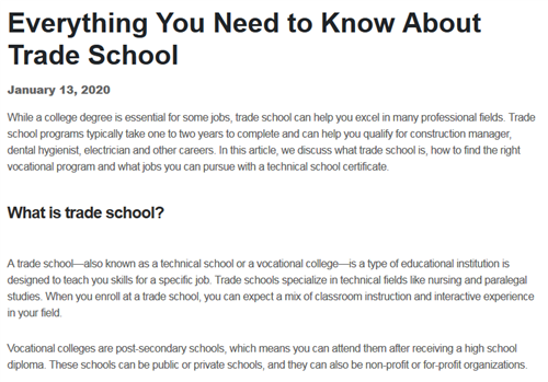 What is Trade School? 